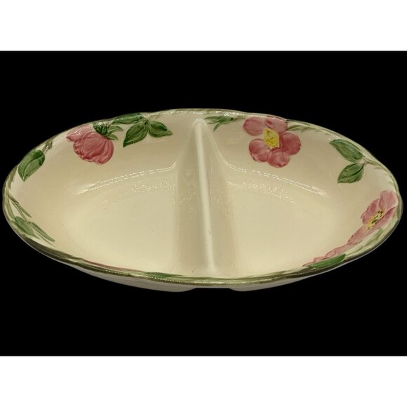 Desert Rose Divided Vegetable Dish from Franciscian Earthernware Vintage 1970s - Picture 2 of 15